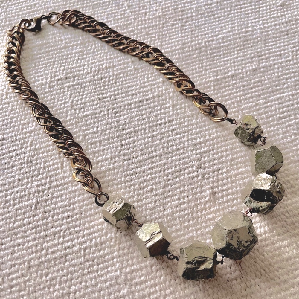 Larissa Loden | Pyrite & aged bronze statement necklace